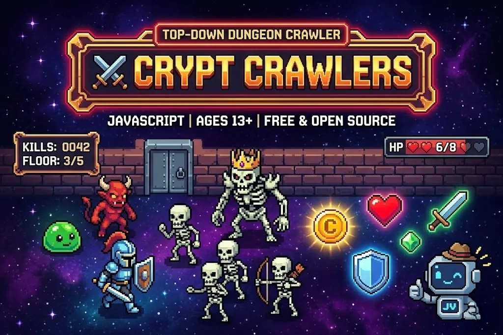 Game cover: Crypt Crawlers — a dungeon crawler with torchlit catacombs and monsters